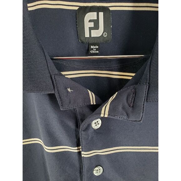 FootJoy Other - FootJoy FJ Shirt Polo Casual Mens M Medium Golf Polo‎ Navy Blue w/ Striped